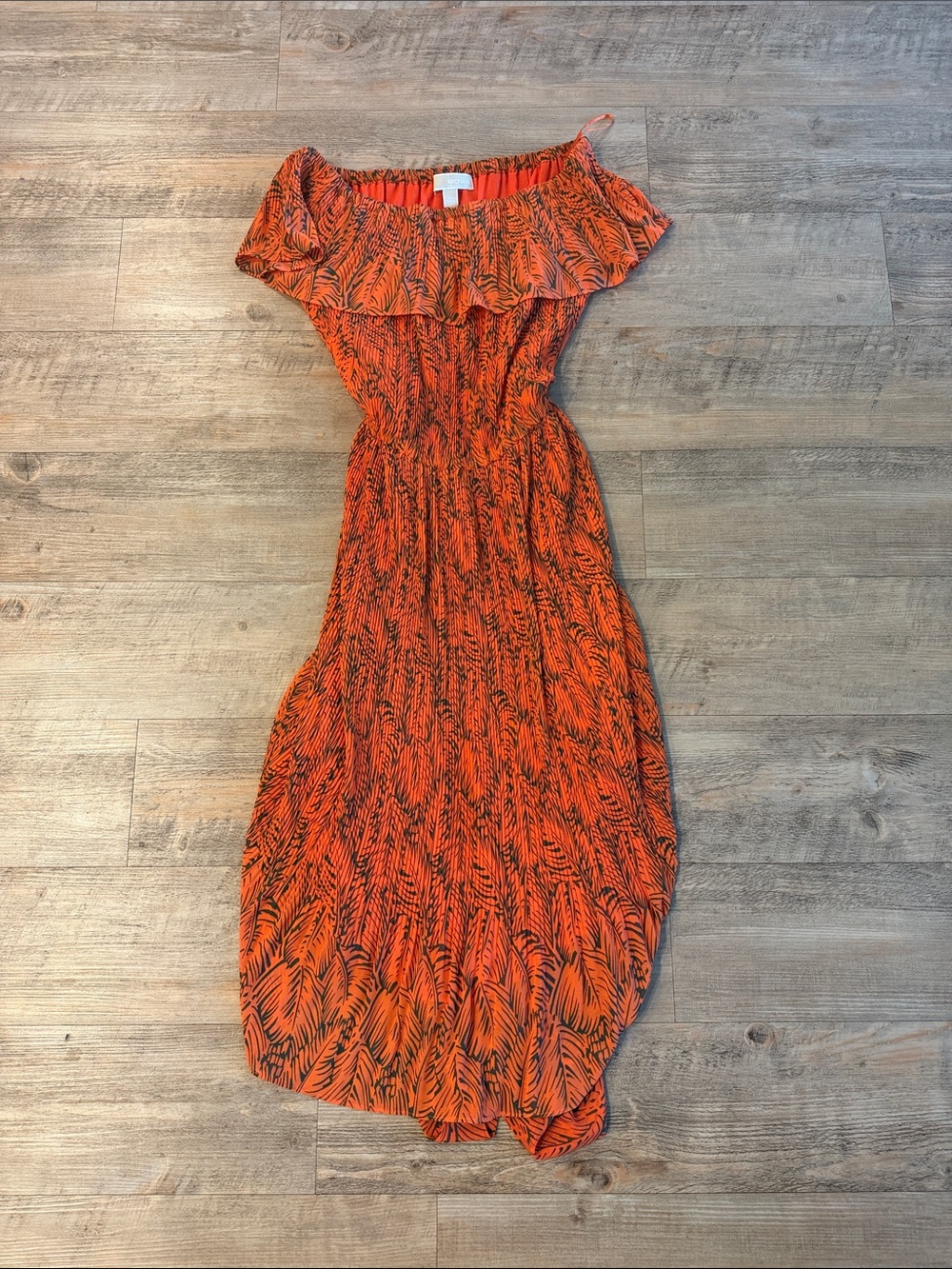 Michael Kors Orange One-Shoulder Printed Maxi Dress